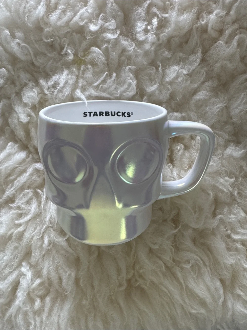 New Starbucks Halloween Limited Edition Iridescent Skull Porcelain Mug